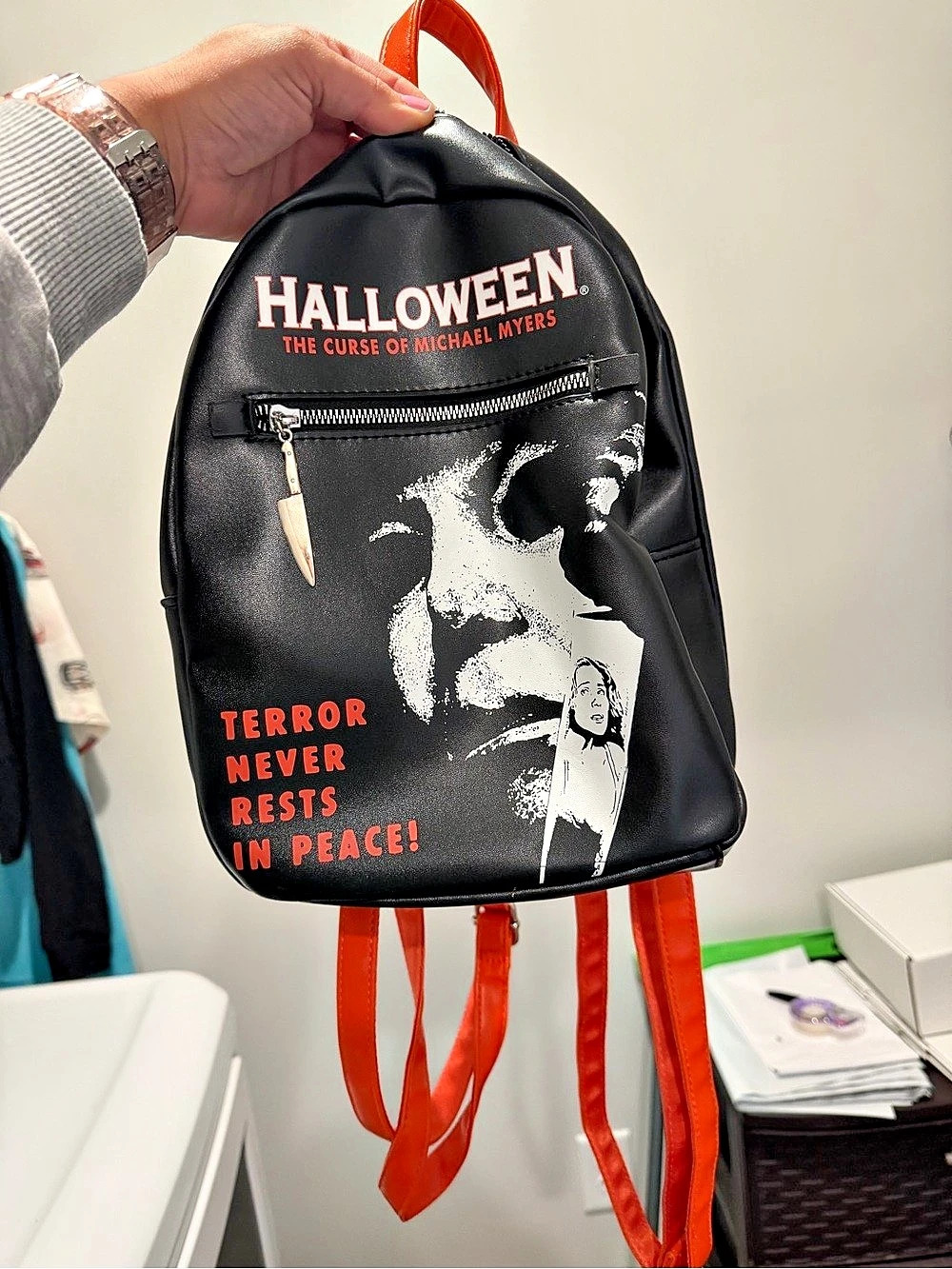 Halloween The Curse of Michael Myers Backpack Black & Orange Mini Backpack